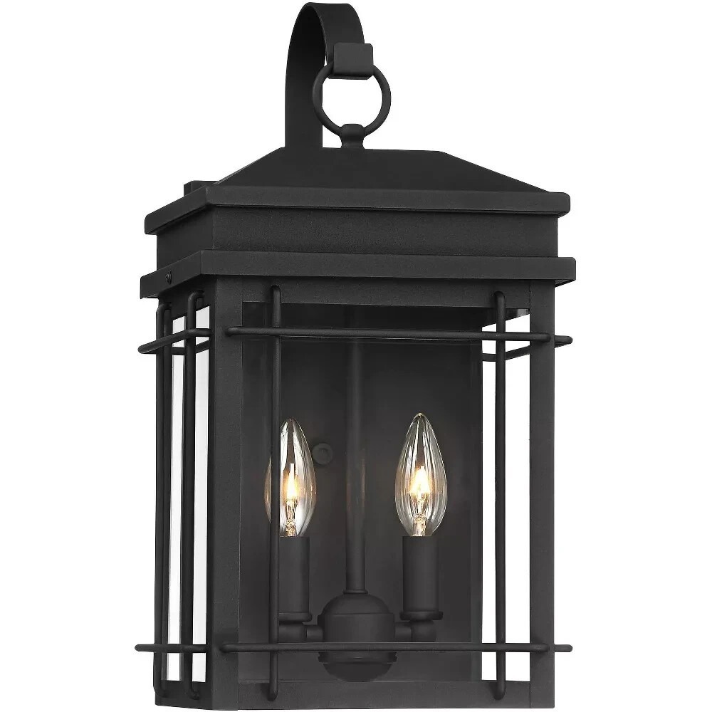 Rotherfield Vintage Outdoor Wall Light Fixture Black Lantern 2-Light 17" Outside